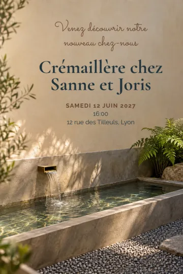 Invitation avec le modèle Eau dans la cour