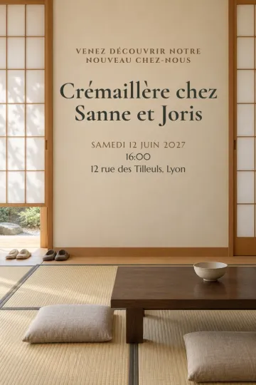 Invitation avec le modèle Maison entre shoji