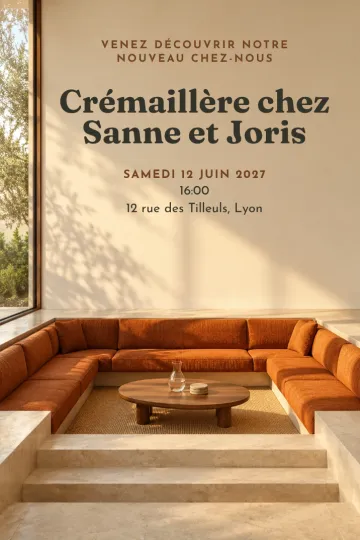 Invitation avec le modèle Salon en contrebas