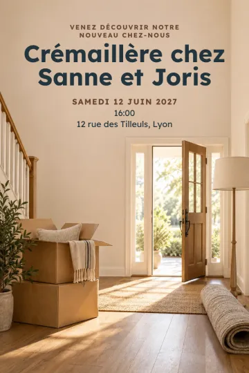 Invitation avec le modèle Les cartons du déménagement