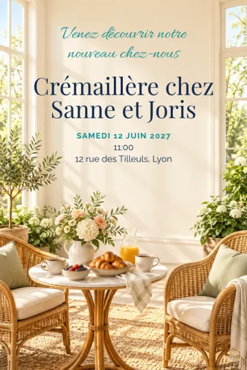 Invitation avec le modèle Petit-déjeuner dans la véranda