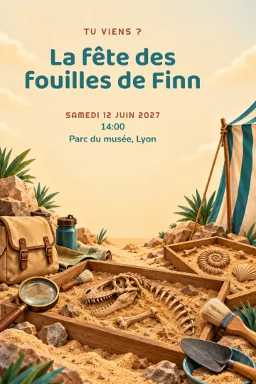 Invitation avec le modèle Fouilles archéologiques