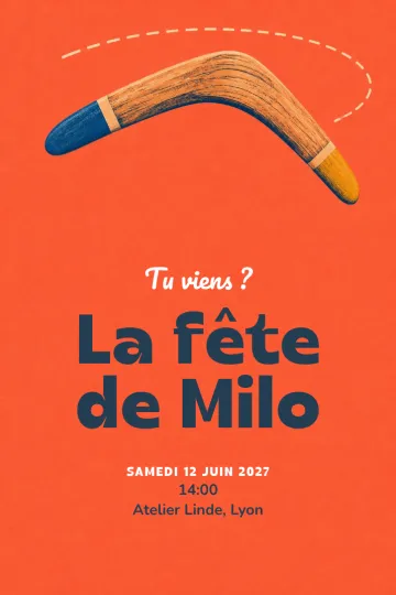 Invitation avec le modèle Fête boomerang