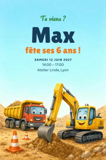 Invitation avec le modèle Chantier