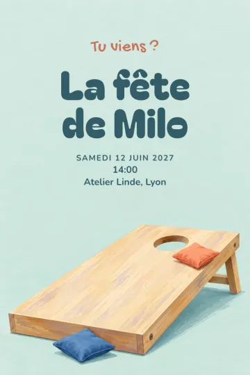 Invitation avec le modèle Lancer de sacs