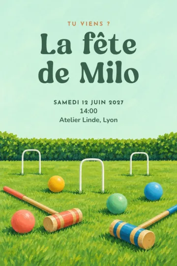 Invitation avec le modèle Fête croquet