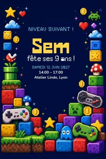 Invitation avec le modèle Fête gaming