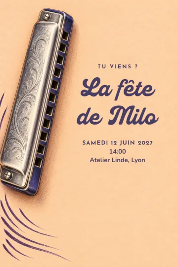 Invitation avec le modèle Fête harmonica
