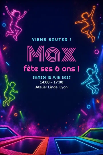 Invitation avec le modèle Fête trampoline