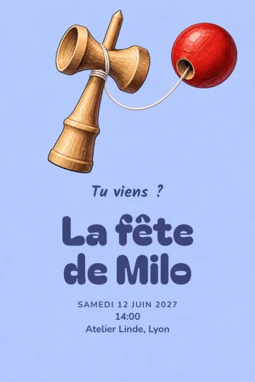 Invitation avec le modèle Défi kendama