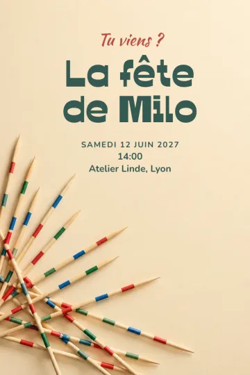 Invitation avec le modèle Fête mikado