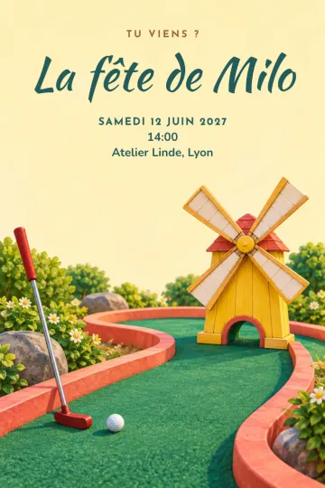 Invitation avec le modèle Mini-golf