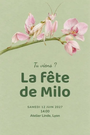 Invitation avec le modèle Pétale ou insecte