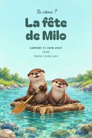 Invitation avec le modèle Radeau des loutres
