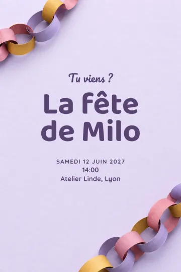 Invitation avec le modèle Guirlande de papier