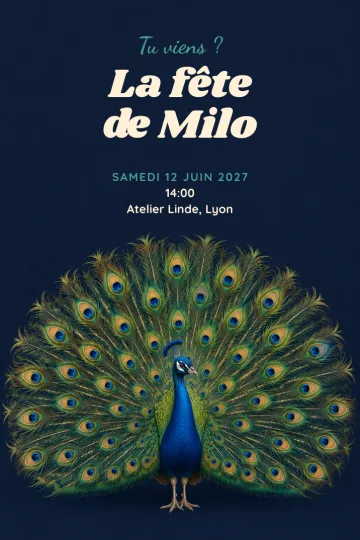Invitation avec le modèle Parade du paon