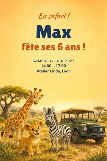 Invitation avec le modèle Safari