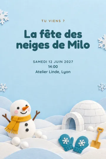 Invitation avec le modèle Journée de neige