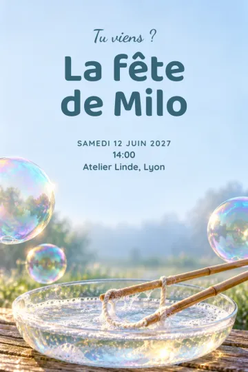 Invitation avec le modèle Atelier bulles de savon