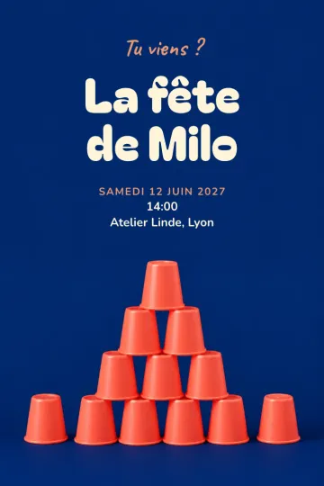 Invitation avec le modèle Fête tours de gobelets