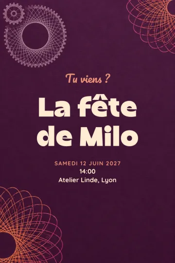 Invitation avec le modèle Spirales spirographe