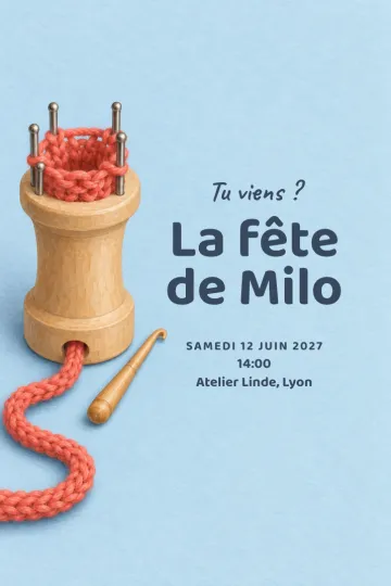 Invitation avec le modèle Atelier tricotin