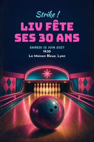 Invitation avec le modèle Soirée bowling