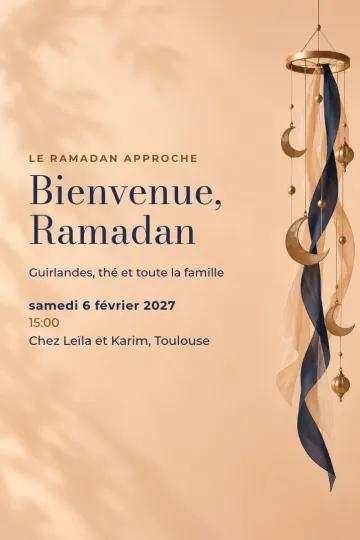 Invitation Fêtes de l’année, modèle Croissants et rubans