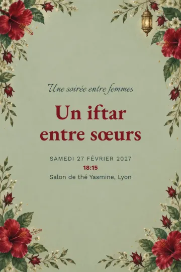 Invitation Fêtes de l’année, modèle Hibiscus et lanterne