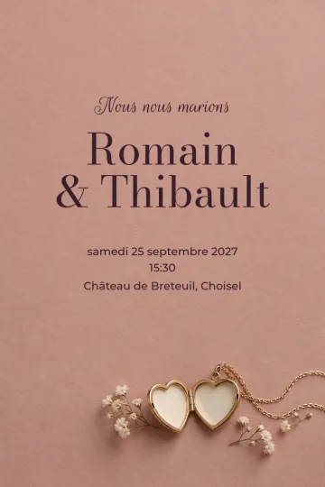 Invitation Mariage, modèle L’amour en médaillon