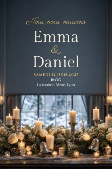 Invitation avec le modèle Hiver aux chandelles