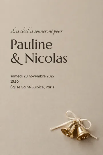 Invitation Mariage, modèle Deux cloches de mariage
