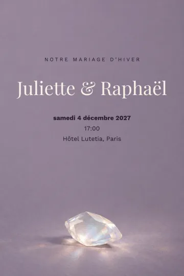 Invitation Mariage, modèle Cristal opalin