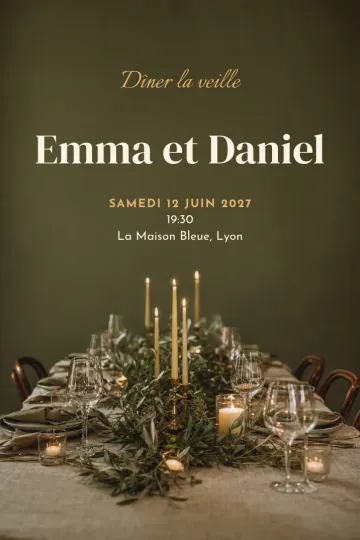 Invitation avec le modèle Dîner de répétition