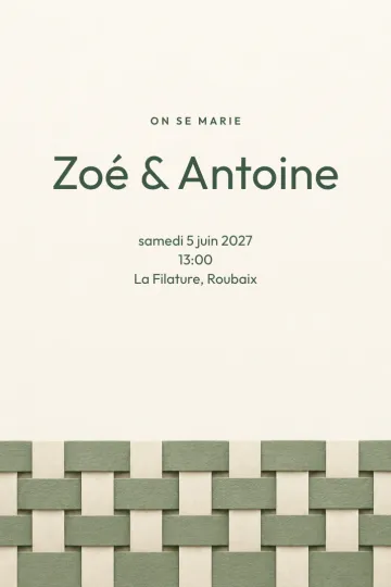Invitation Mariage, modèle Sauge tressée