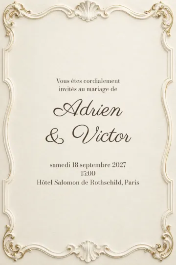 Invitation Mariage, modèle Cartouche rocaille