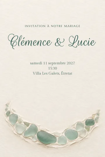 Invitation Mariage, modèle Croissant de verre de mer
