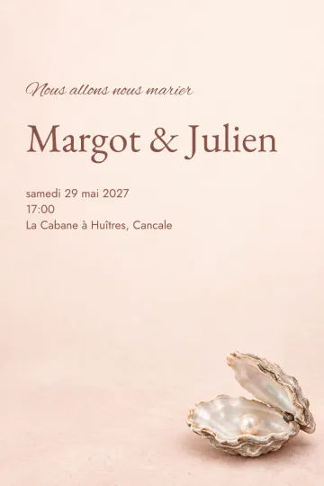 Invitation Mariage, modèle Huître et sa perle