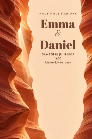 Invitation avec le modèle Vœux dans le canyon