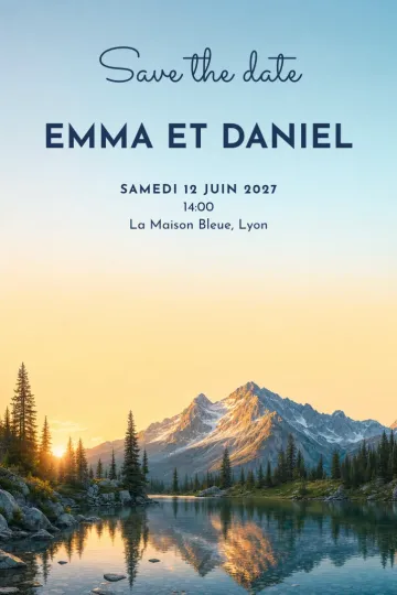Invitation avec le modèle Save the date : montagne