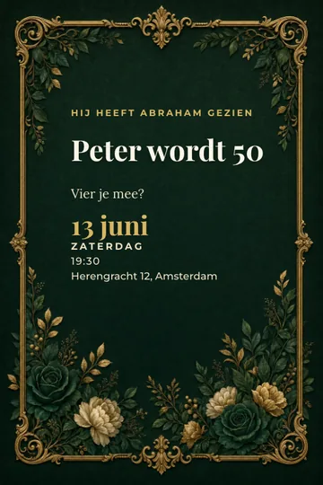 Uitnodiging met het ontwerp Abraham