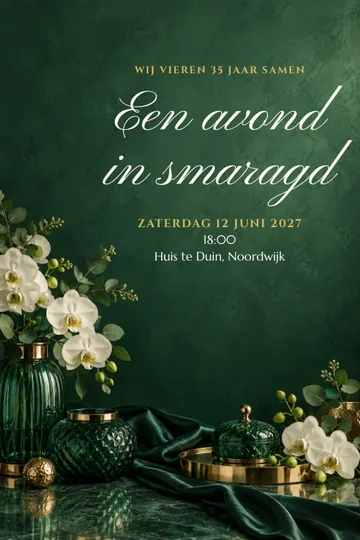 Uitnodiging met het ontwerp Smaragden jubileum
