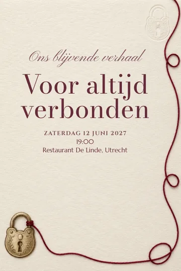 Uitnodiging met het ontwerp Ons blijvende verhaal
