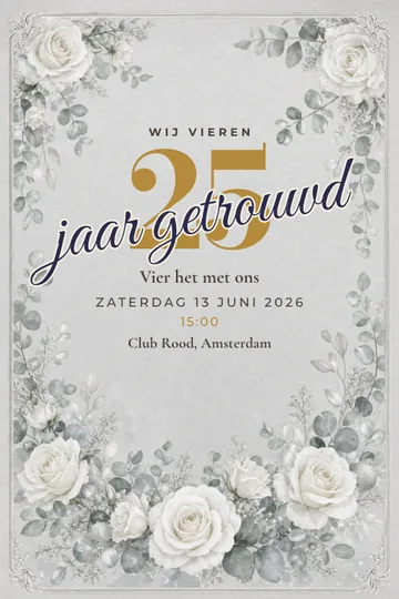 Uitnodiging met het ontwerp Zilveren bruiloft