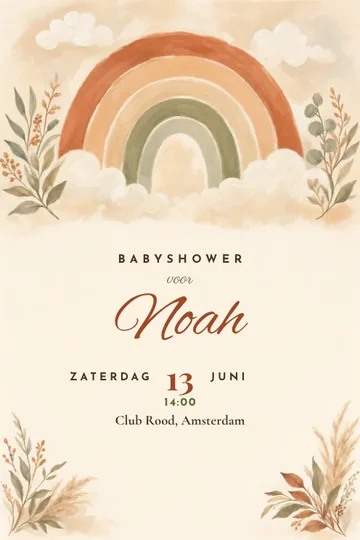 Uitnodiging met het ontwerp Boho-regenboog
