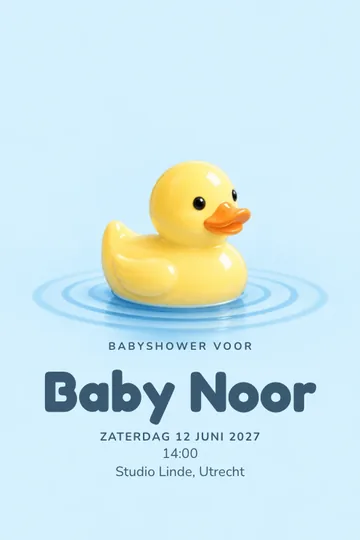 Uitnodiging met het ontwerp Een klein eendje