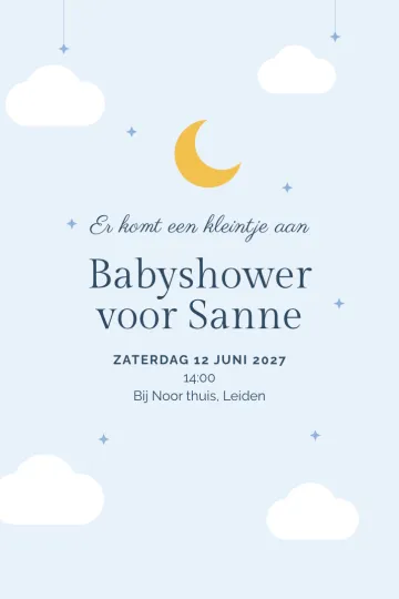 Uitnodiging met het ontwerp Wolkjes