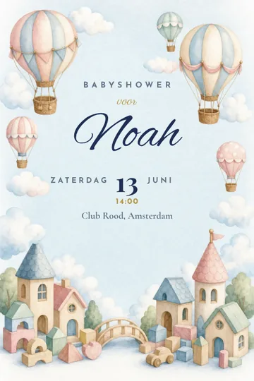 Uitnodiging met het ontwerp Luchtballon