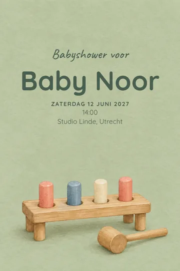 Uitnodiging met het ontwerp Klopbankje