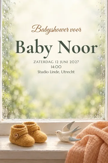 Uitnodiging met het ontwerp Regen op het raam